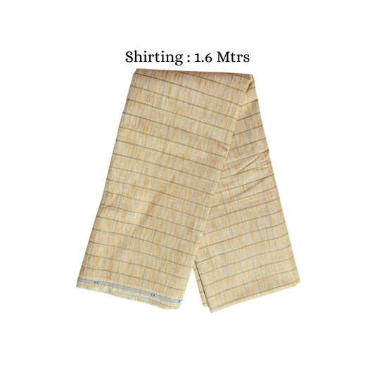 Premium Cotton Fabric Combo – Cream Checks Shirt & Grey Pant (1.6m + 1.3m)