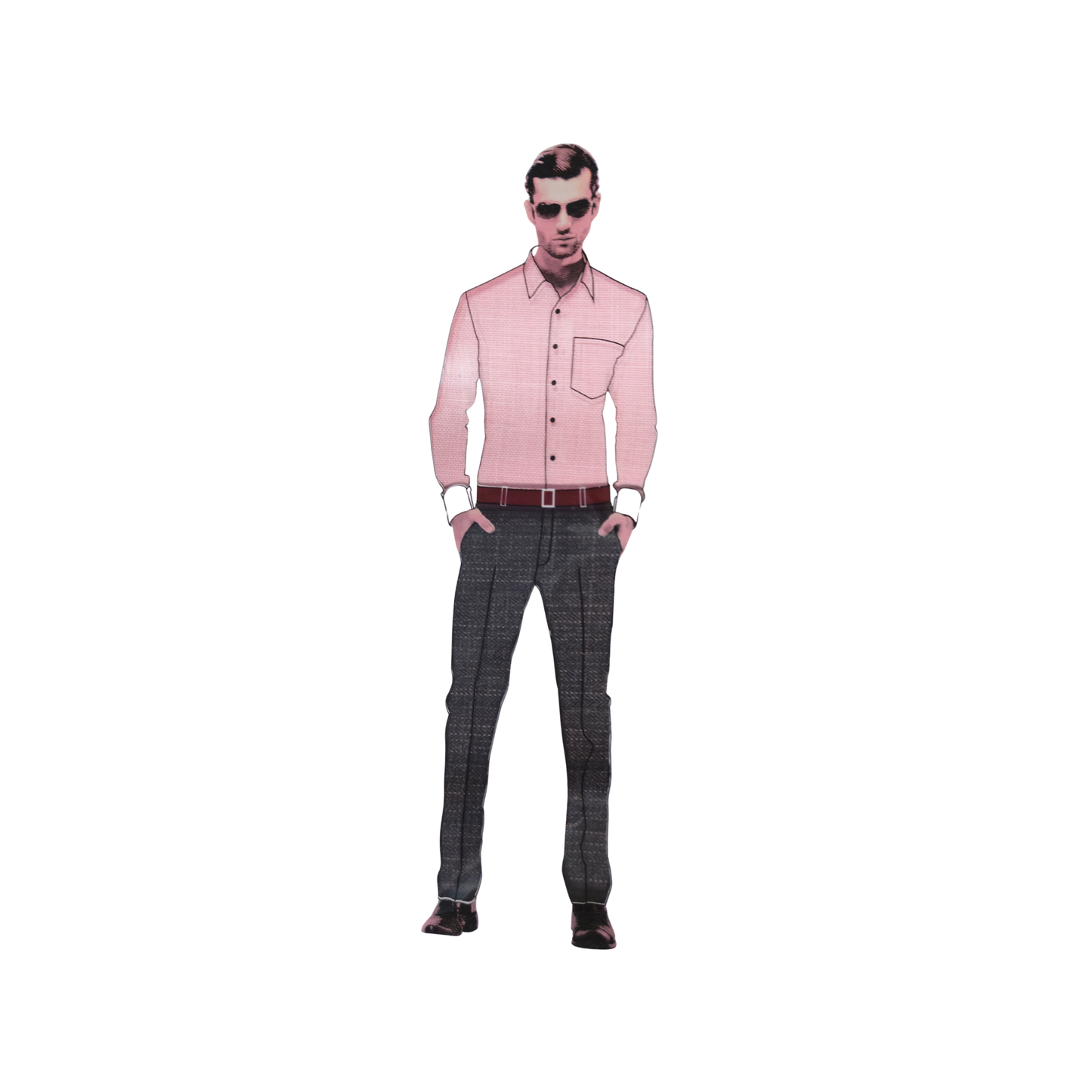 Men’s Shirting & Trouser Fabric Combo – Baby Pink & Dark Grey