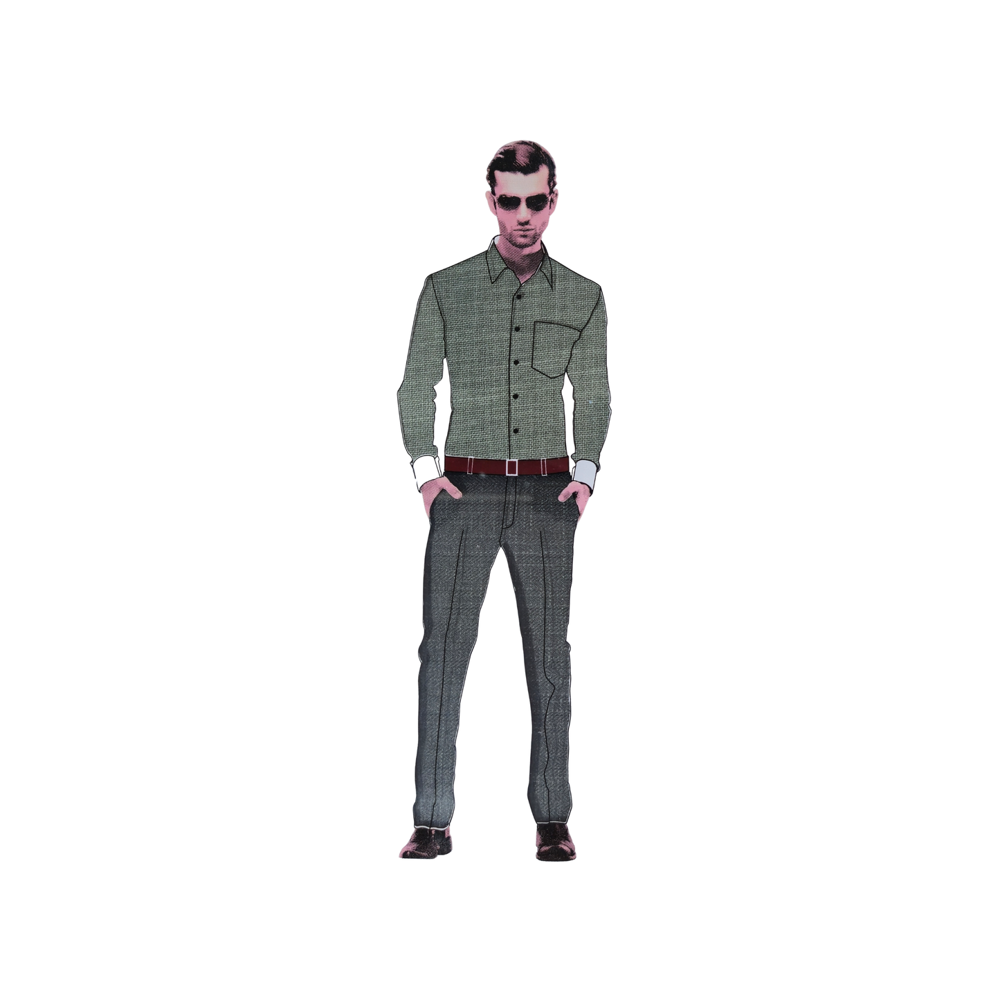 Men’s Shirting & Trouser Fabric Combo – Sage Green & Dark Grey