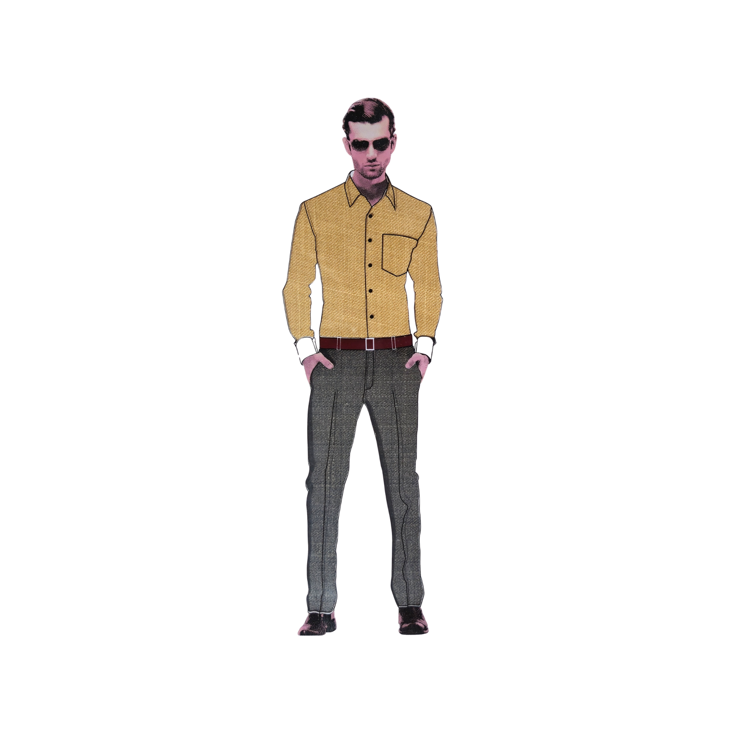 Men’s Shirting & Trouser Fabric Combo – Mustard Yellow & Dark Grey