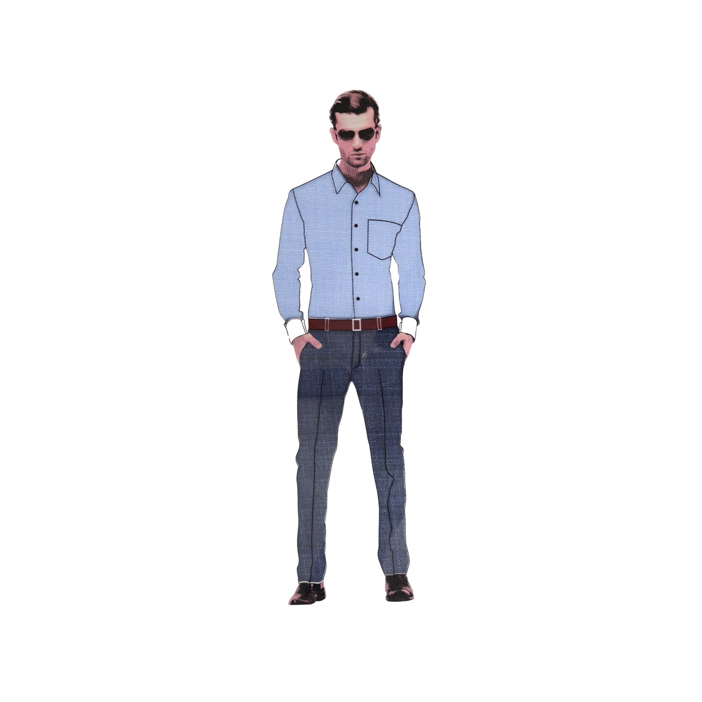 Men’s Shirting & Trouser Fabric Combo – Light Sky Blue & Navy Blue