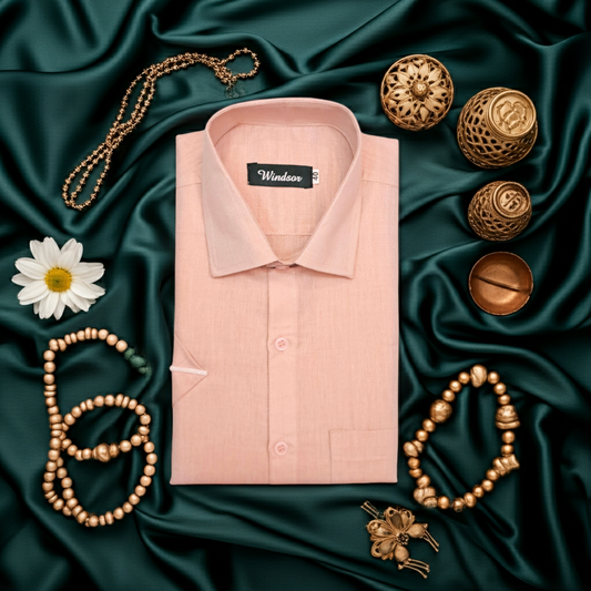 Swaraj's Cooper Color Tissue Half Sleeve Shirt for Men | Regular fit