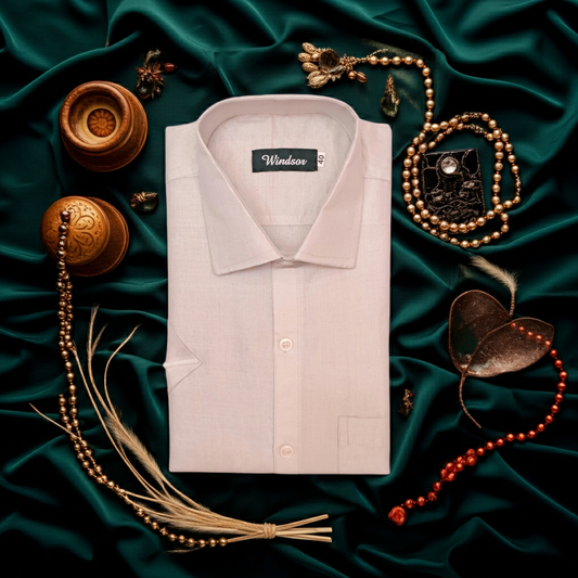 Swaraj's Silver Color Tissue Half Sleeve Shirt for Men | Regular fit