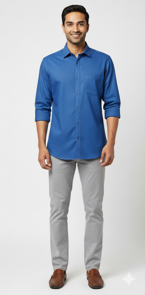 Swaraj’s Men’s Cotton Casual Shirt – Premium Blue Color | 100% Pure Cotton | Comfortable Regular Fit
