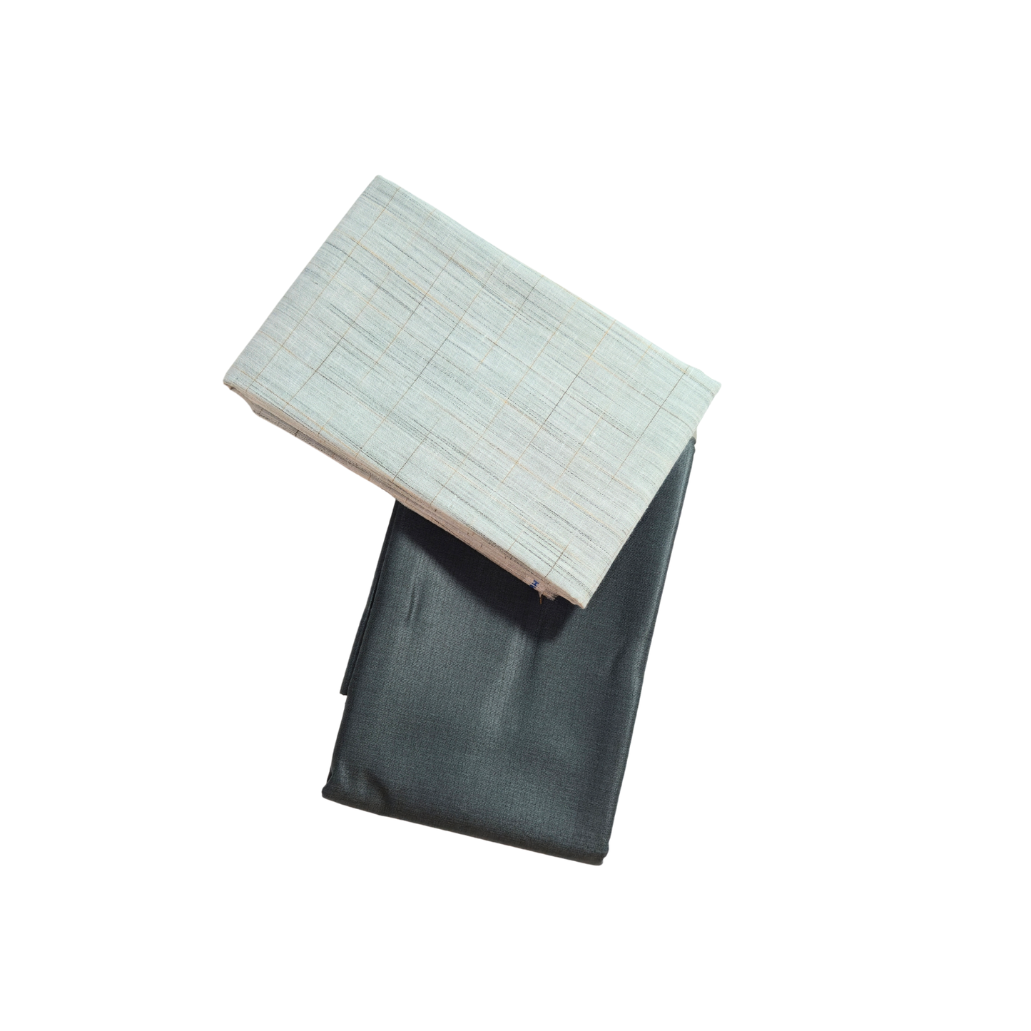 Men’s Shirting & Trouser Fabric Combo – Light Grey Checks & Dark Grey
