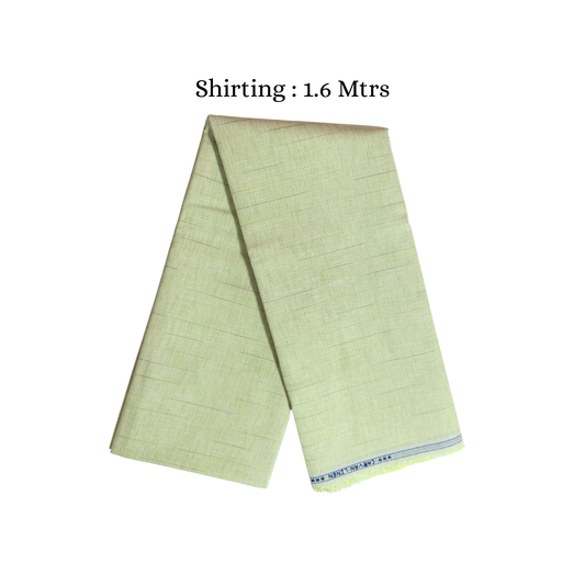Men’s Shirting & Trouser Fabric Combo – Light Green Stripe & Charcoal Grey