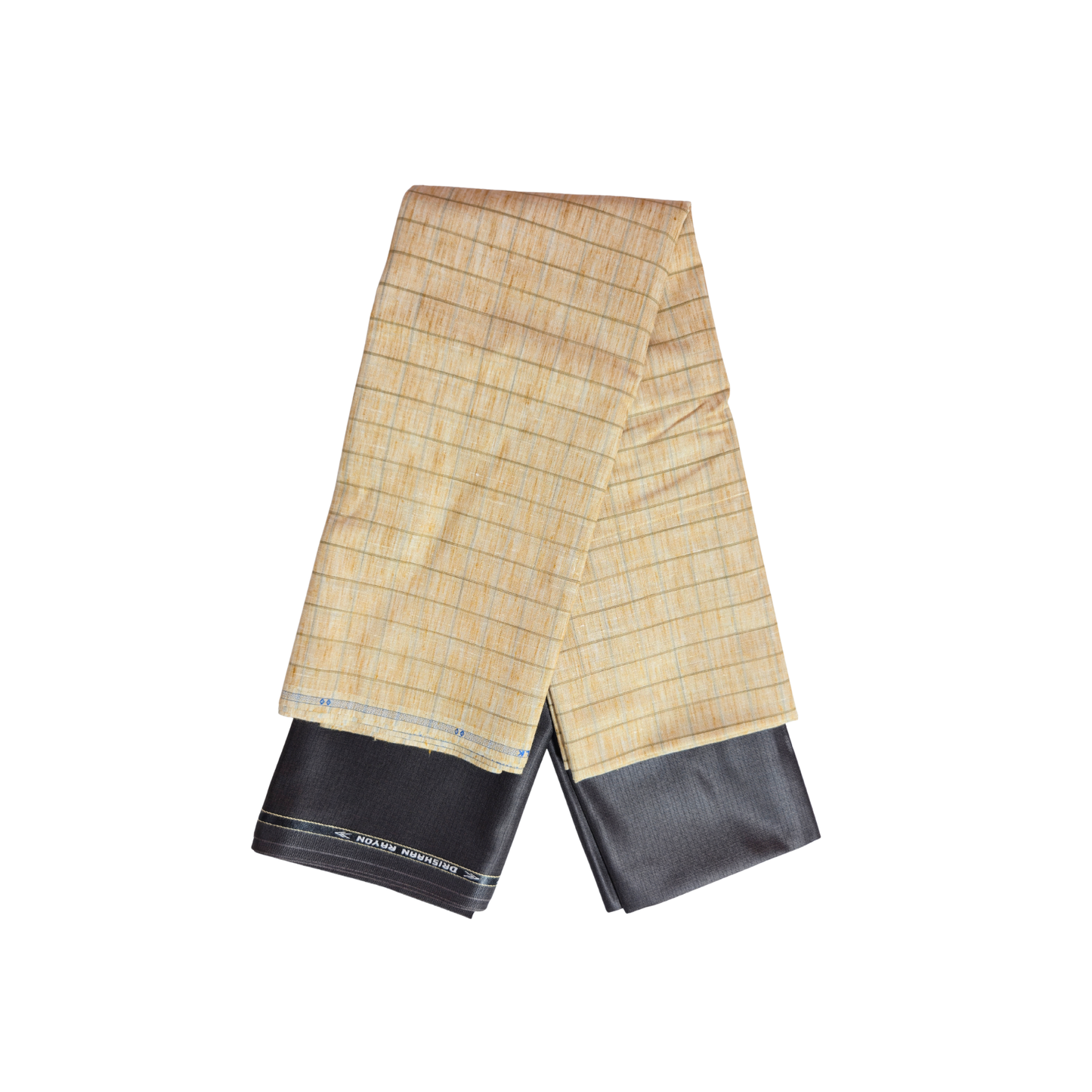 Premium Cotton Fabric Combo – Cream Checks Shirt & Grey Pant (1.6m + 1.3m)