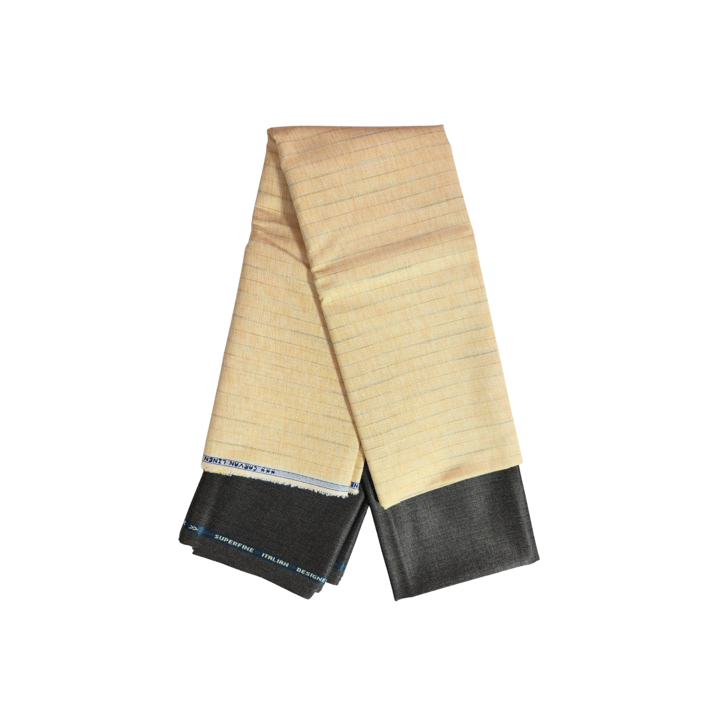 Men’s Shirting & Trouser Fabric Combo – Cream Stripe & Charcoal Grey