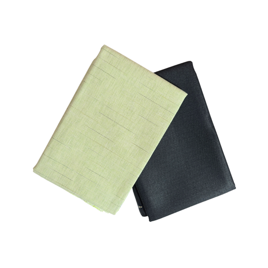 Men’s Shirting & Trouser Fabric Combo – Light Green Stripe & Charcoal Grey