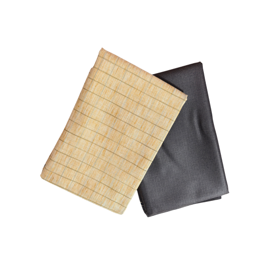 Premium Cotton Fabric Combo – Cream Checks Shirt & Grey Pant (1.6m + 1.3m)