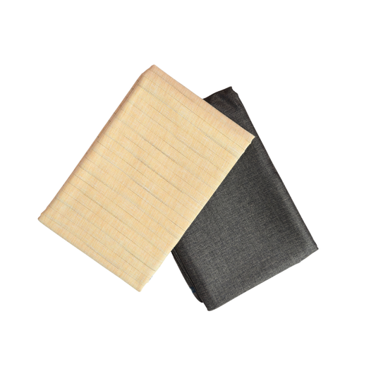 Men’s Shirting & Trouser Fabric Combo – Cream Stripe & Charcoal Grey