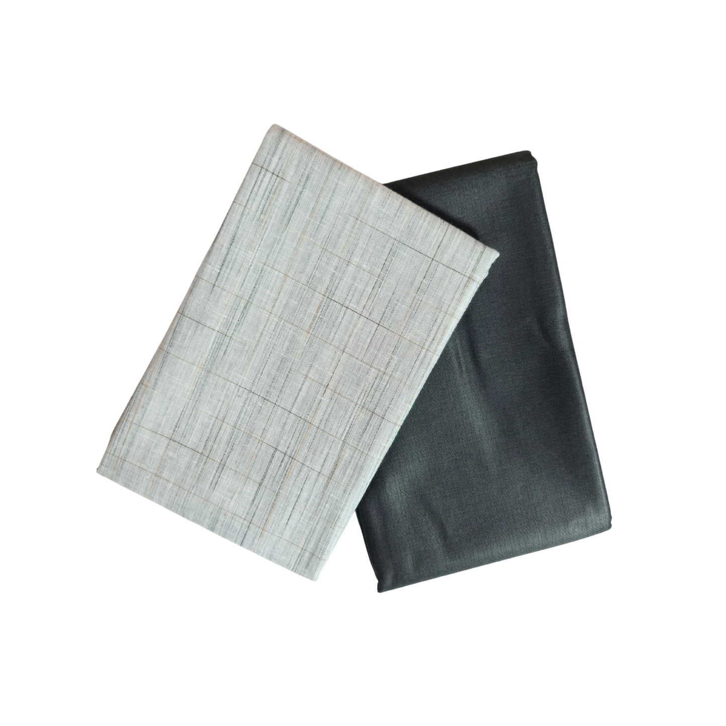 Men’s Shirting & Trouser Fabric Combo – Light Grey Checks & Dark Grey
