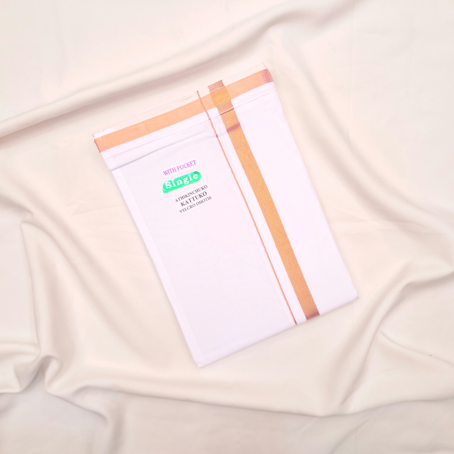 Swaraj's Men's Ready-to-Wear Adjustable White color Dhoti with Side Pocket